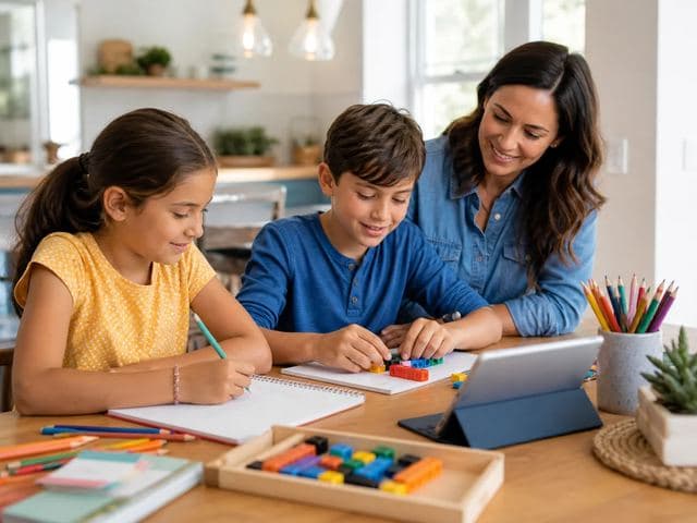 Elementary students learning